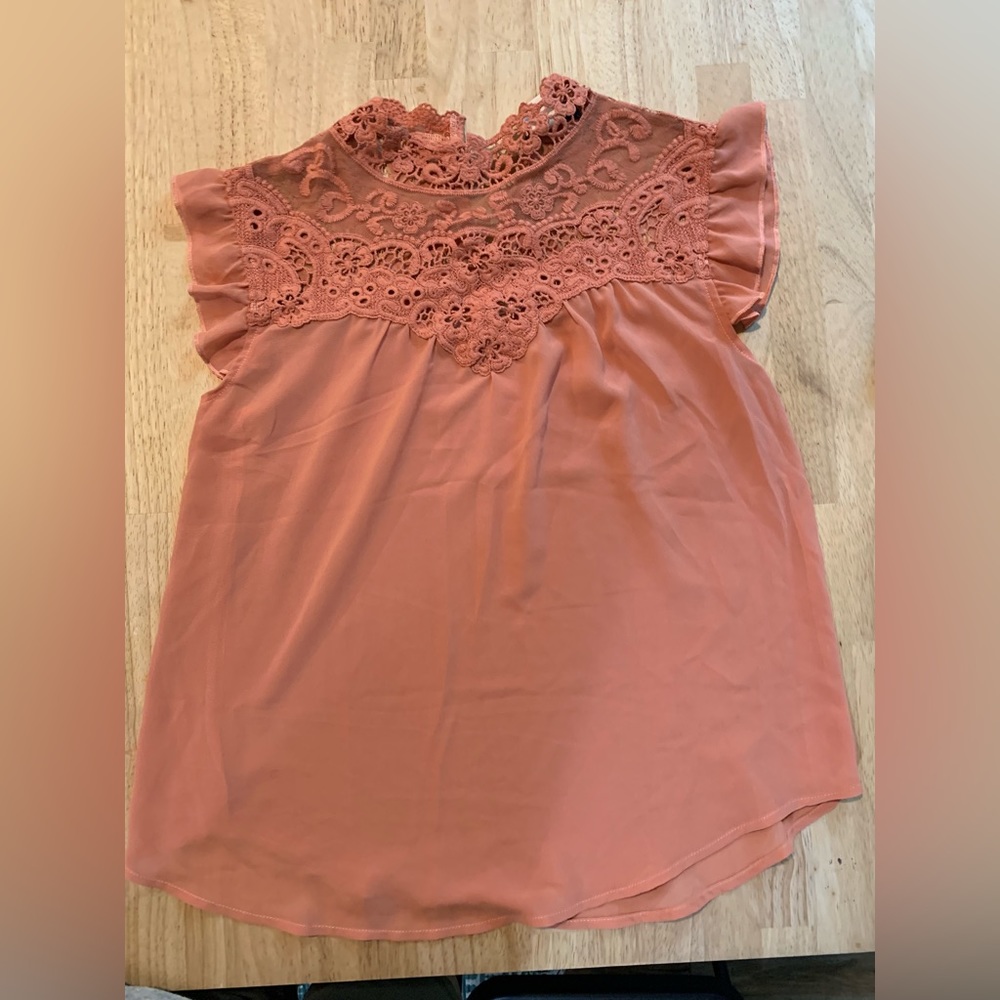 Peach lace detail blouse